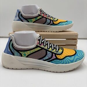 PSUDO Womens 11 Pop Art Comic Print Slip On Low Top Sneakers Multicolor USA Made